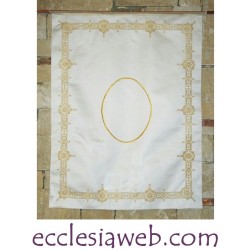 SATIN BANNER EMBROIDERED IN GOLD YARN AND COLORS