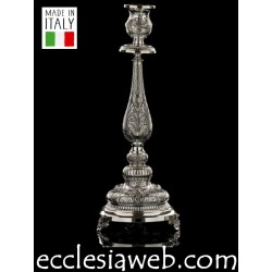 BAROQUE CANDLE HOLDER IN SILVER - CHISELLED