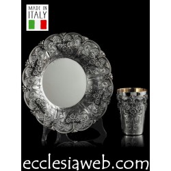 PLATE SET AND TABLE CUP - SILVER FOR JEWISH WORSHIP