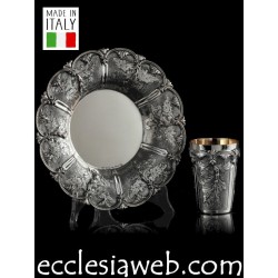 PLATE SET AND TABLE CUP - SILVER FOR JEWISH WORSHIP