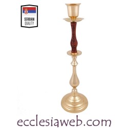 WOODEN ORTHODOX CANDLESTICK AND GOLDEN METAL